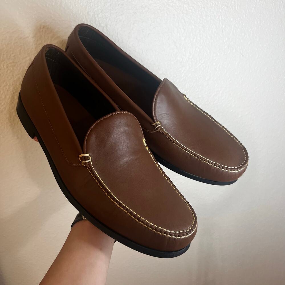 Hitchcock brown leather slip on loafers NEW MENS 13 3E EXTRA WIDE